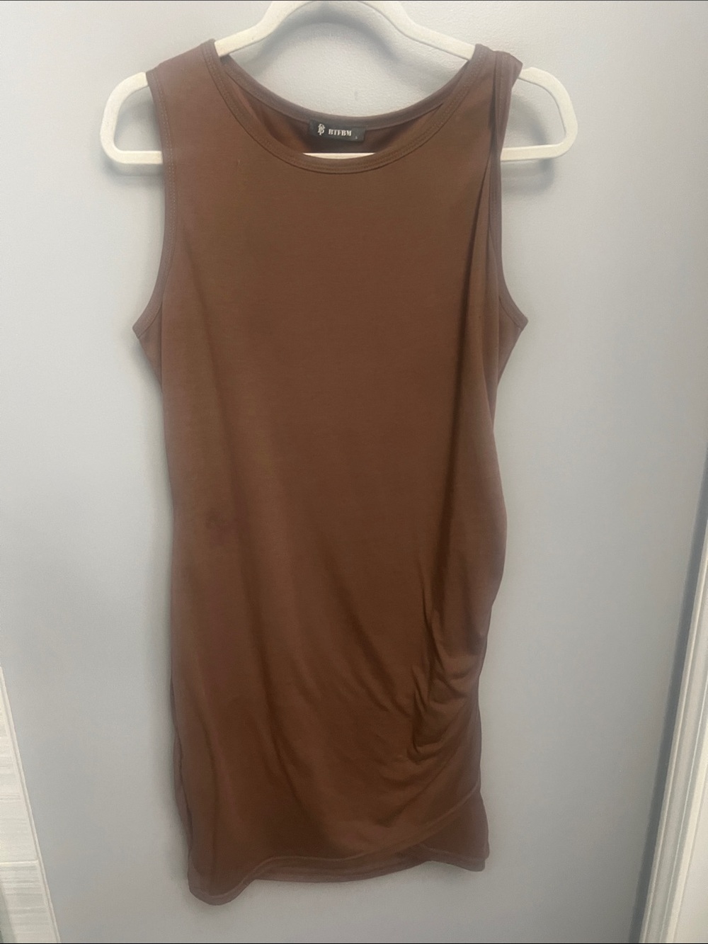 Sleeveless Brown Jersey Shift Dress by RILEY